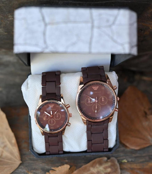 Couple's Chronograph Watches - Brown