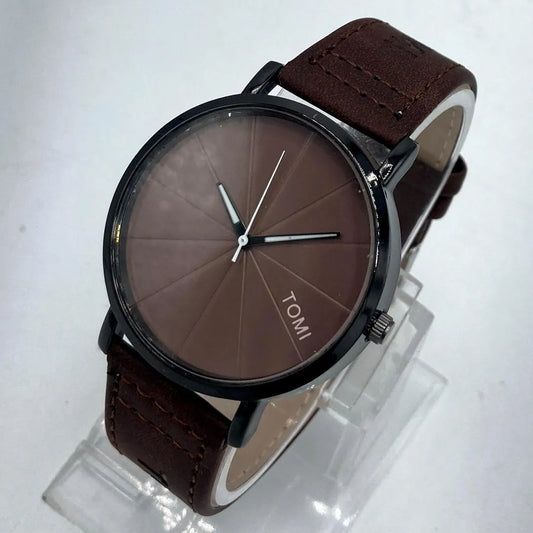 Unisex Movement: Quartz, TOMI Minimalist Brown Dial Watch