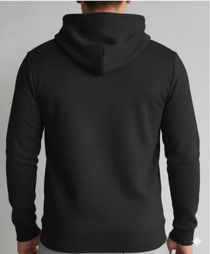 1 Pc Men's Polyester Plain Hoodie-Black