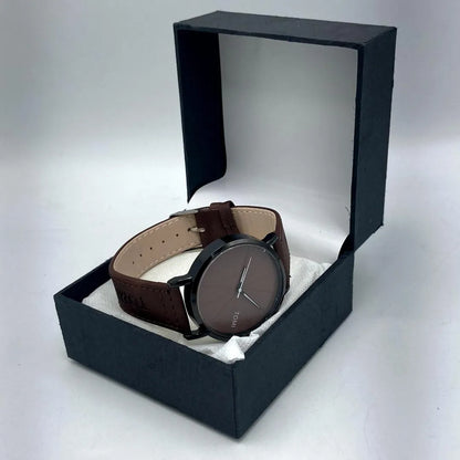 Unisex Movement: Quartz, TOMI Minimalist Brown Dial Watch