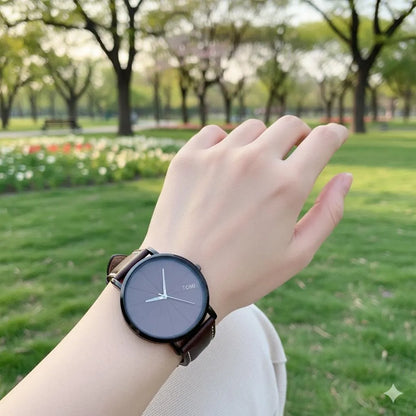 Unisex Movement: Quartz, TOMI Minimalist Brown Dial Watch