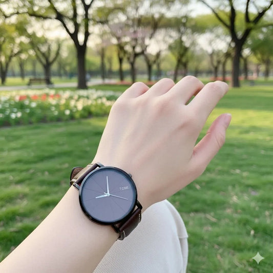 Unisex Movement: Quartz, TOMI Minimalist Brown Dial Watch